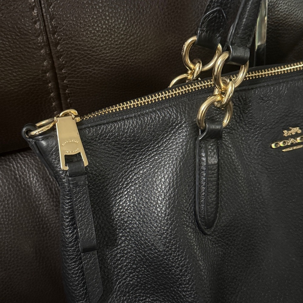 Coach Black Leather F30565 2-Way Tote Bag - Picture 5 of 15